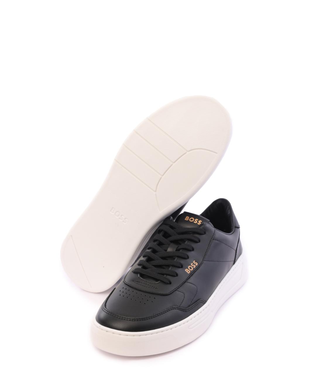 HUGO BOSS Черные кожаные низкие кроссовки / кеды, фото 5