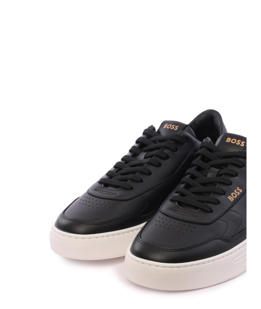 HUGO BOSS Черные кожаные низкие кроссовки / кеды, фото 6