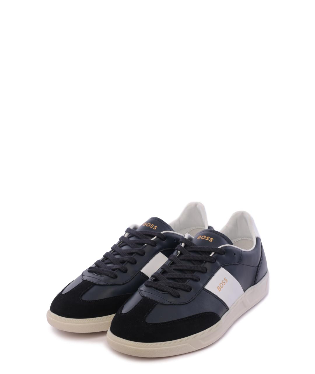 HUGO BOSS Синие кожаные низкие кроссовки / кеды, фото 2