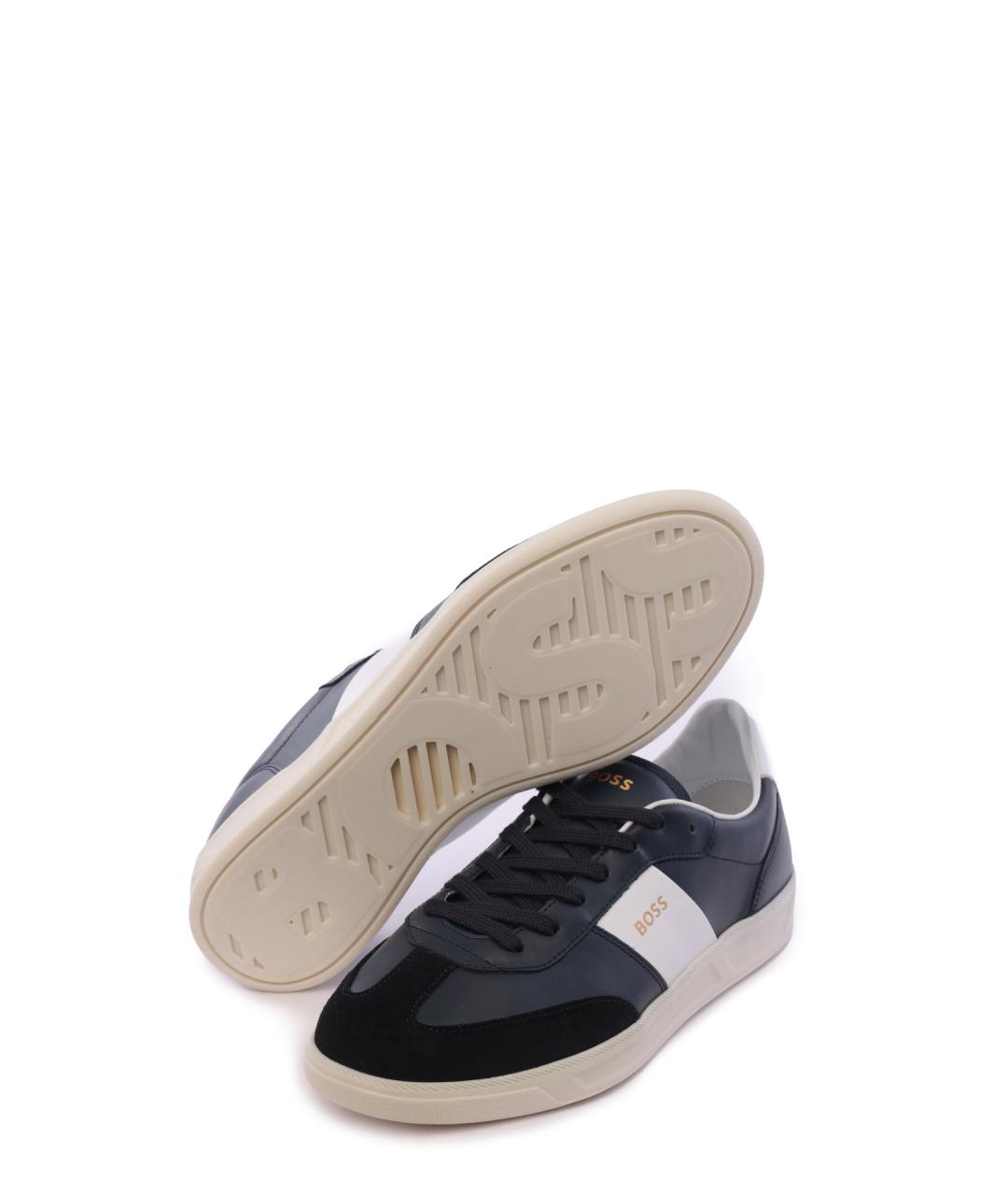 HUGO BOSS Синие кожаные низкие кроссовки / кеды, фото 4