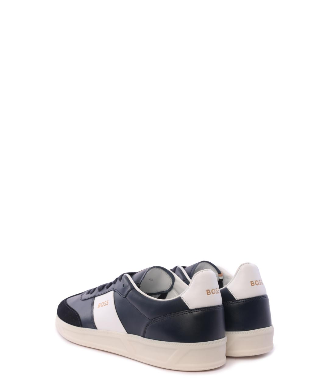 HUGO BOSS Синие кожаные низкие кроссовки / кеды, фото 3
