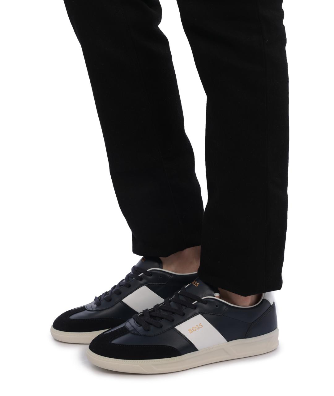 HUGO BOSS Синие кожаные низкие кроссовки / кеды, фото 7