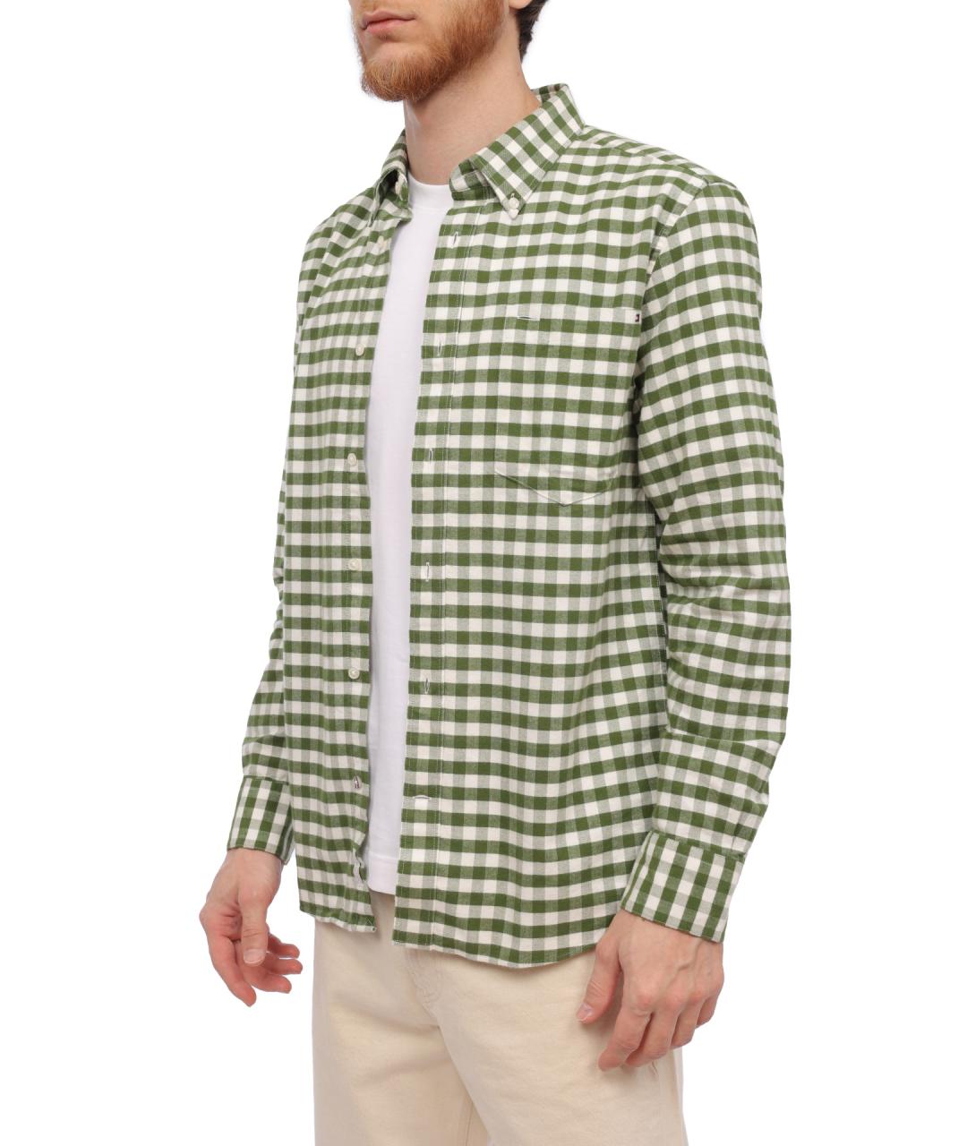 TOMMY HILFIGER Зеленая хлопковая кэжуал рубашка, фото 3