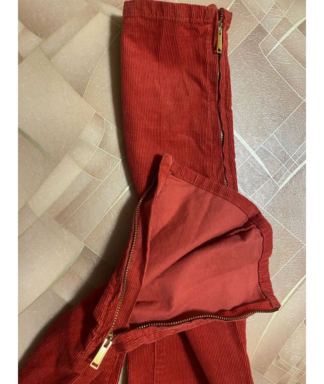 DSQUARED2 Красные велюровые брюки узкие, фото 5