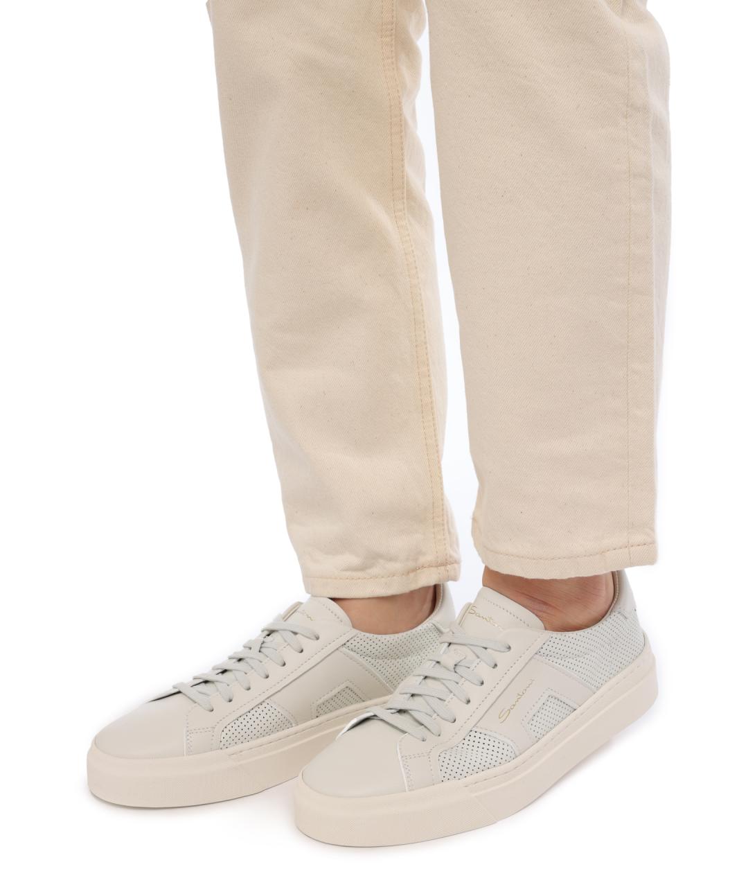 SANTONI Белые кожаные кеды, фото 7