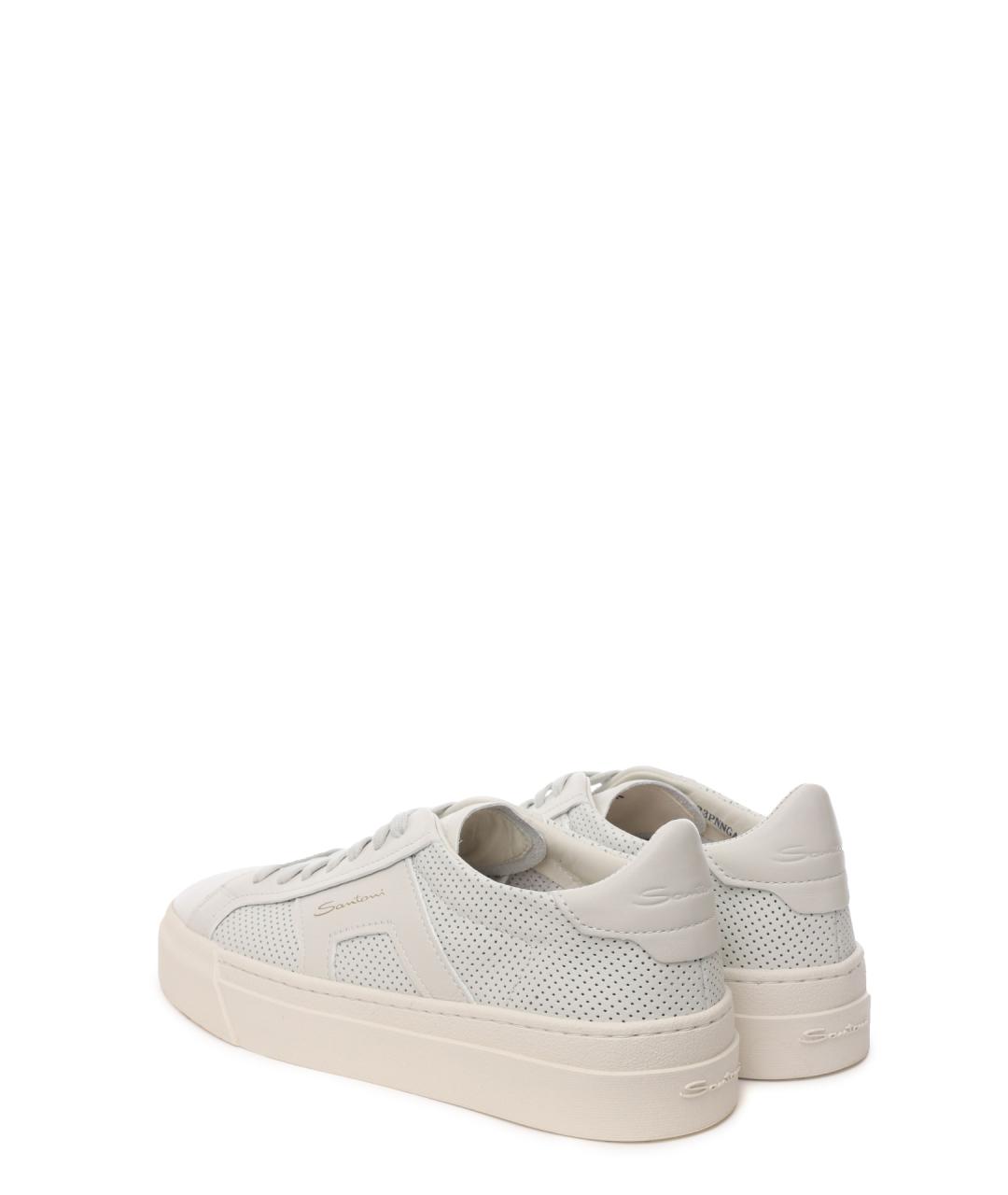 SANTONI Белые кожаные кеды, фото 3