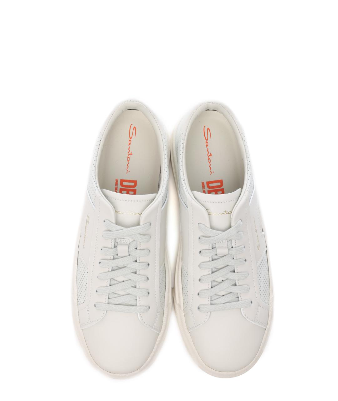 SANTONI Белые кожаные кеды, фото 4