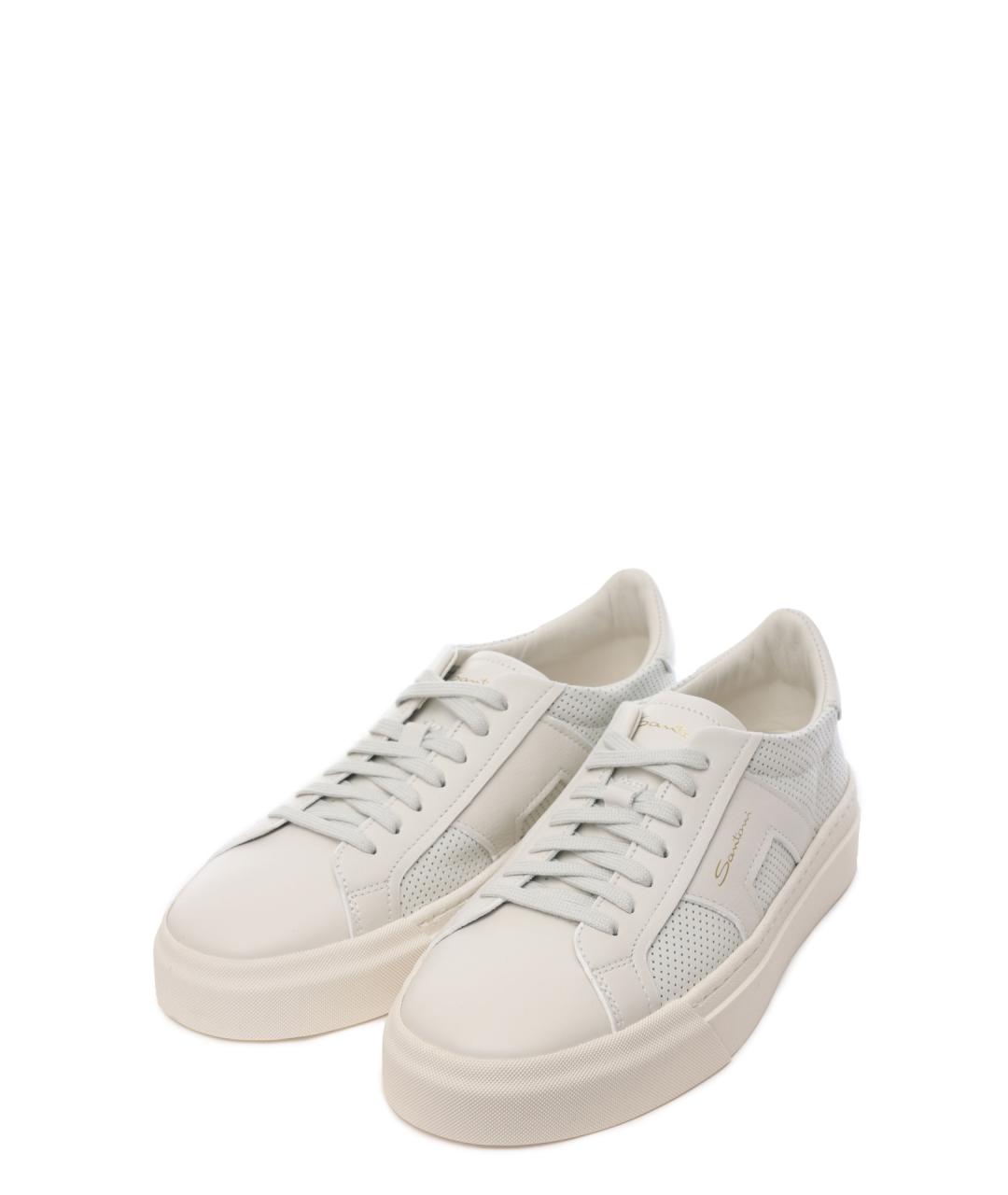 SANTONI Белые кожаные кеды, фото 2