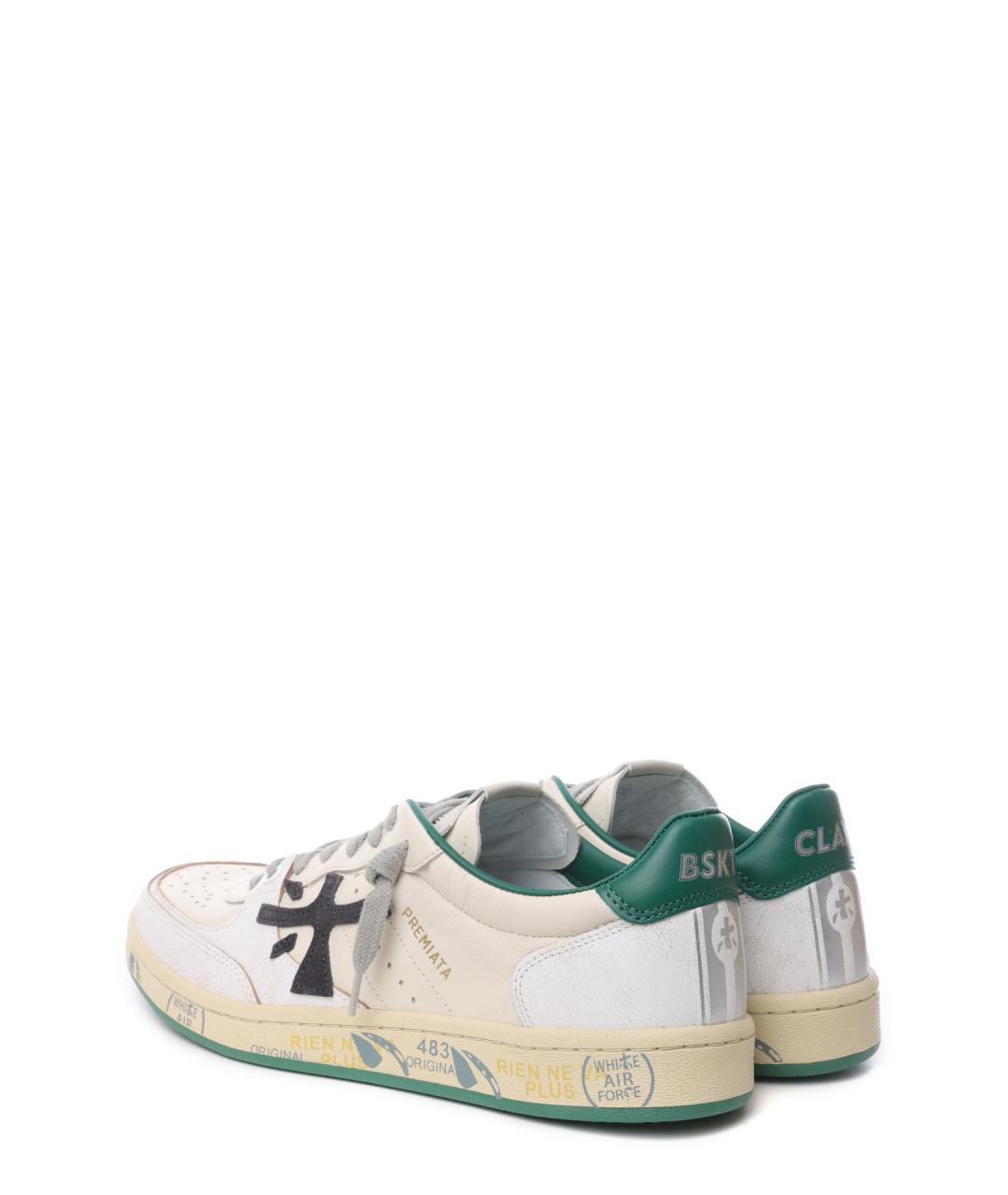 PREMIATA Бежевые кожаные низкие кроссовки / кеды, фото 3