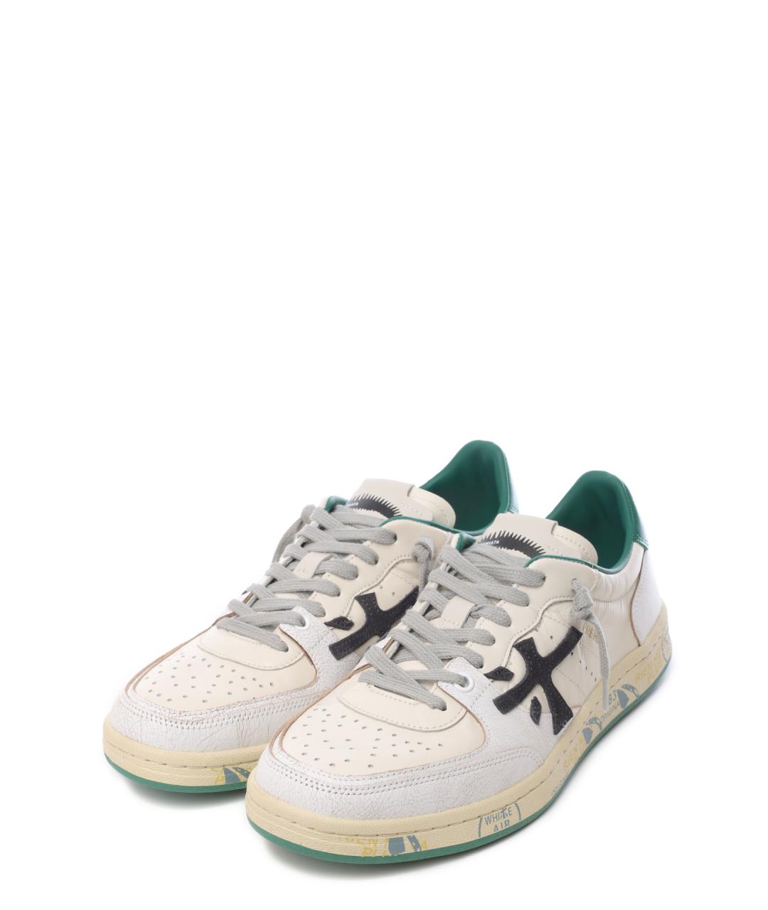 PREMIATA Бежевые кожаные низкие кроссовки / кеды, фото 2