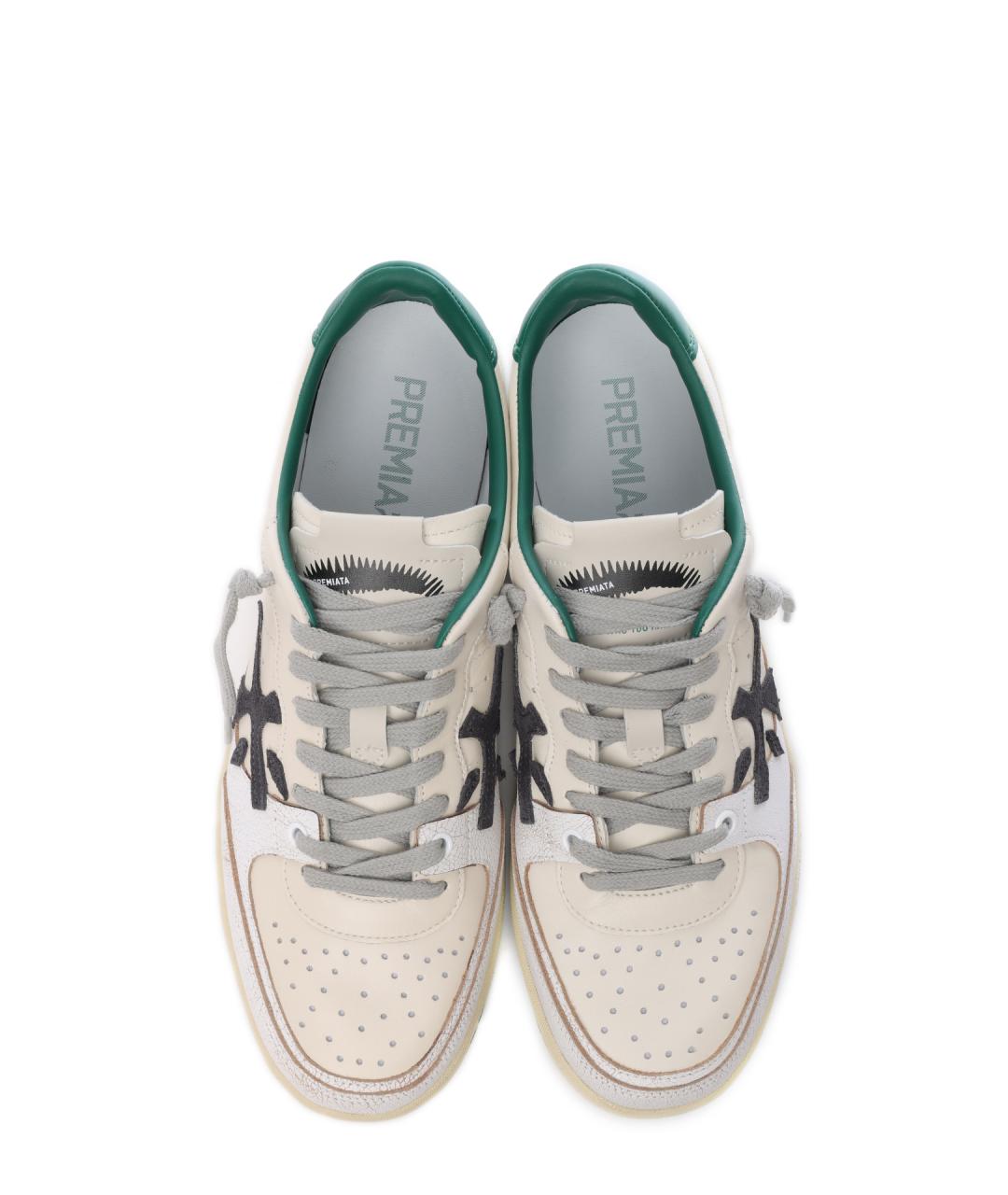 PREMIATA Бежевые кожаные низкие кроссовки / кеды, фото 4