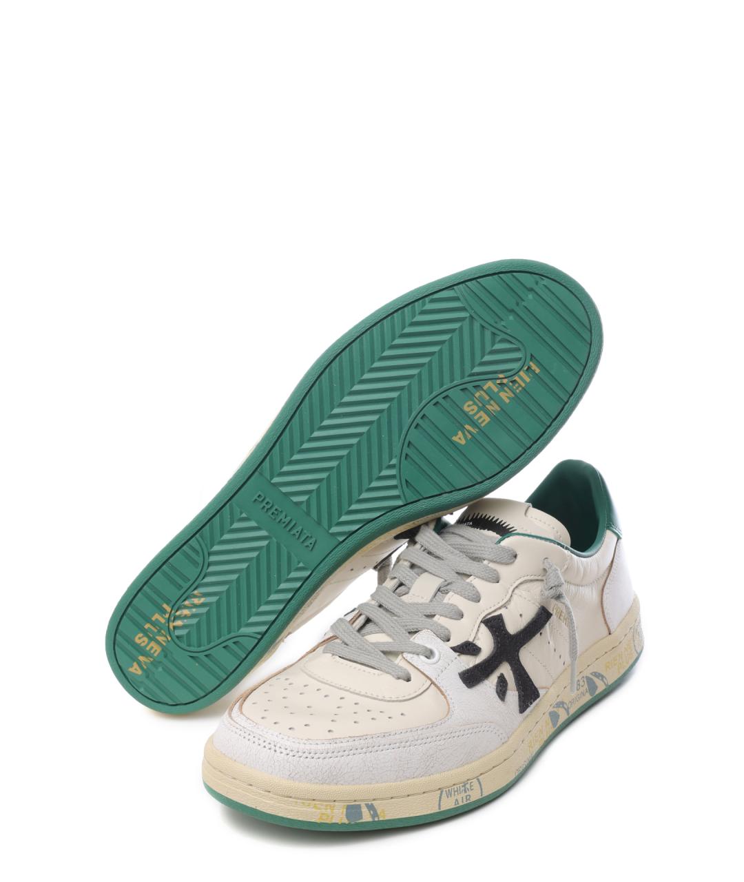 PREMIATA Бежевые кожаные низкие кроссовки / кеды, фото 5