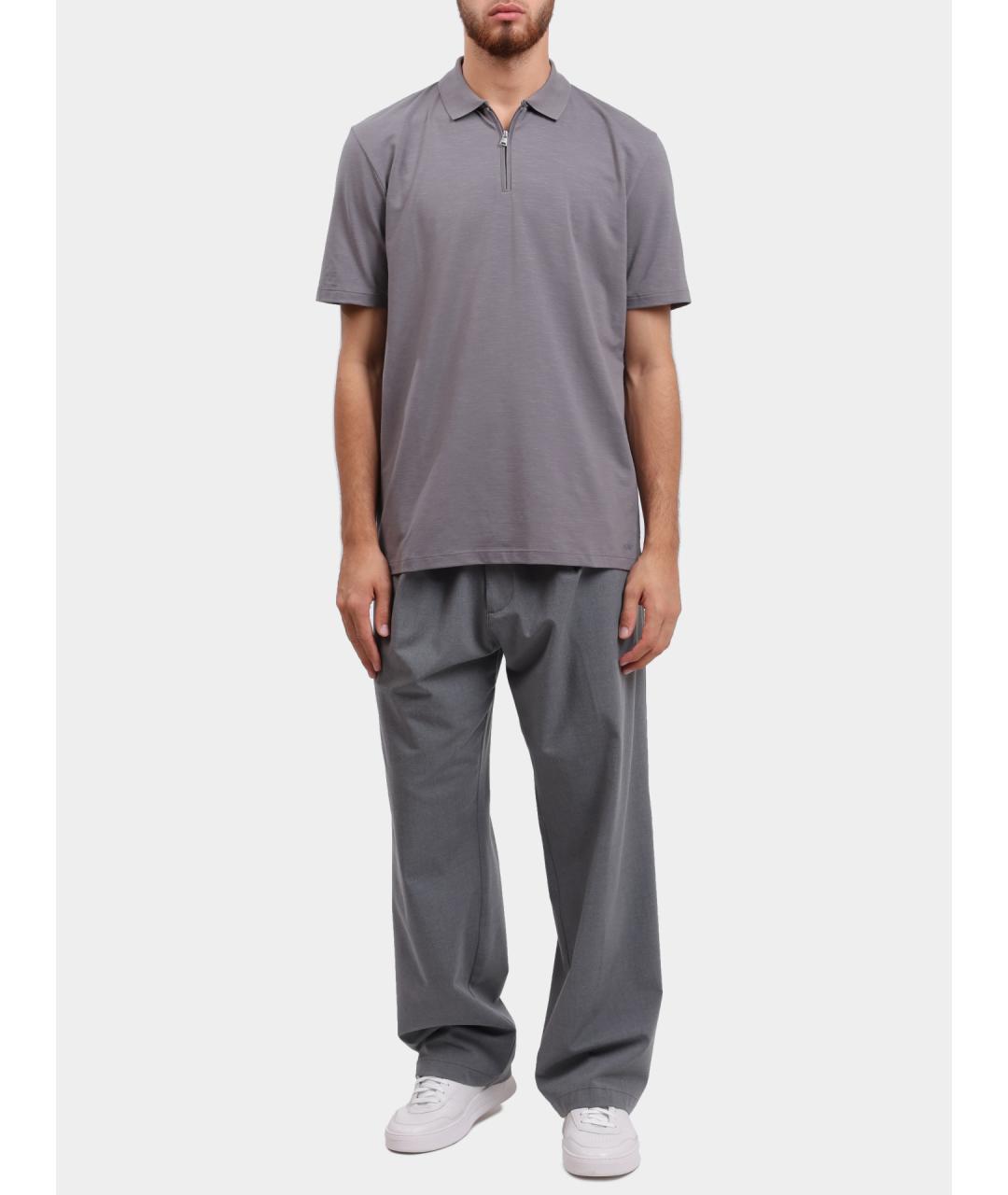 HUGO Серое хлопковое поло с коротким рукавом, фото 2