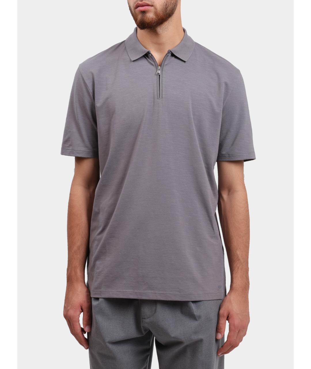 HUGO Серое хлопковое поло с коротким рукавом, фото 5