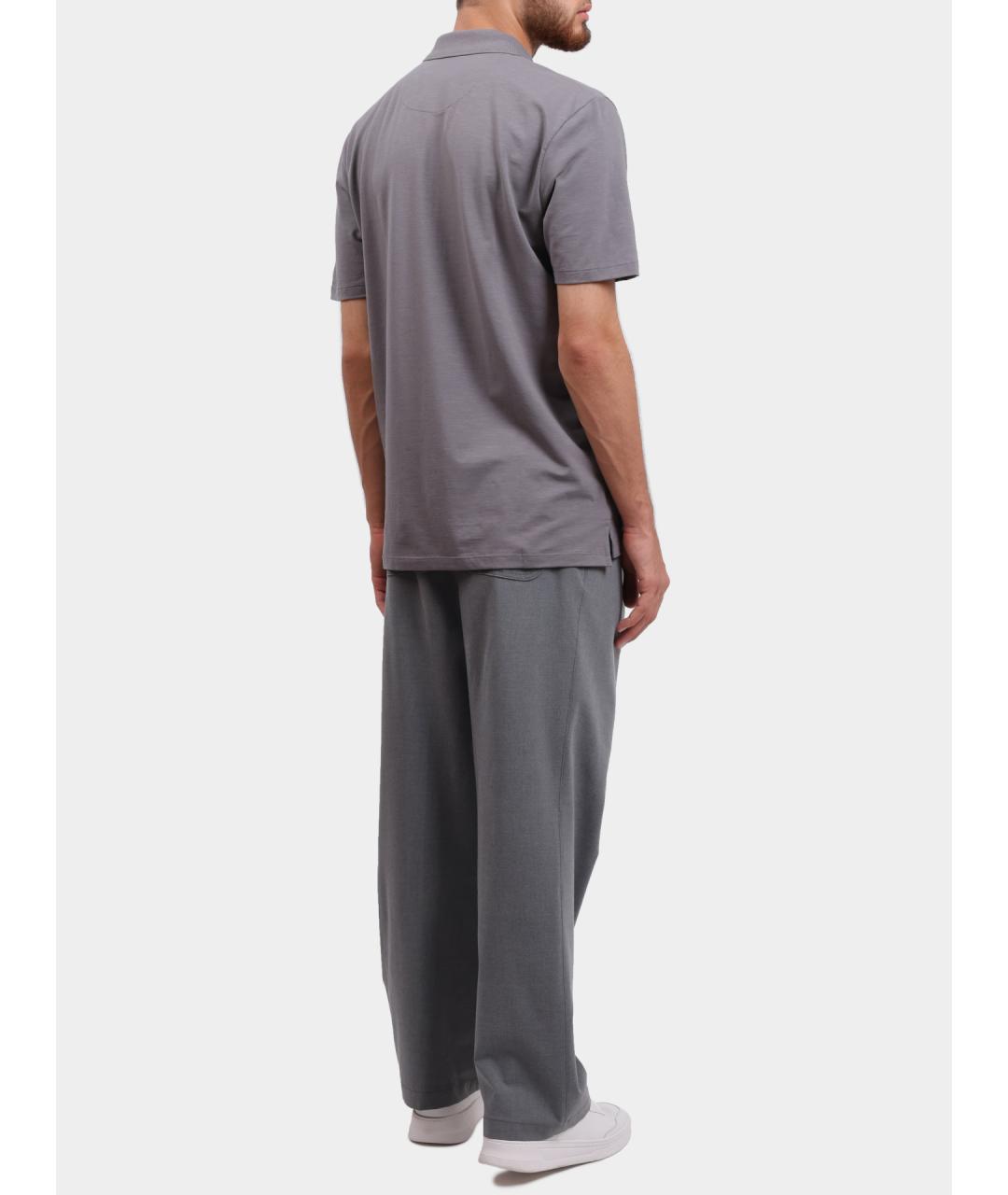 HUGO Серое хлопковое поло с коротким рукавом, фото 4