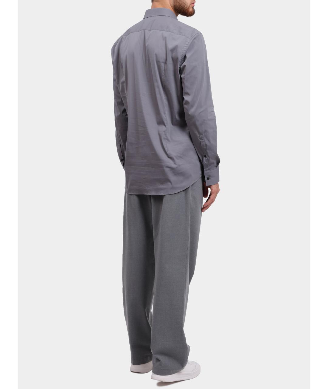 HUGO Серая хлопковая кэжуал рубашка, фото 4