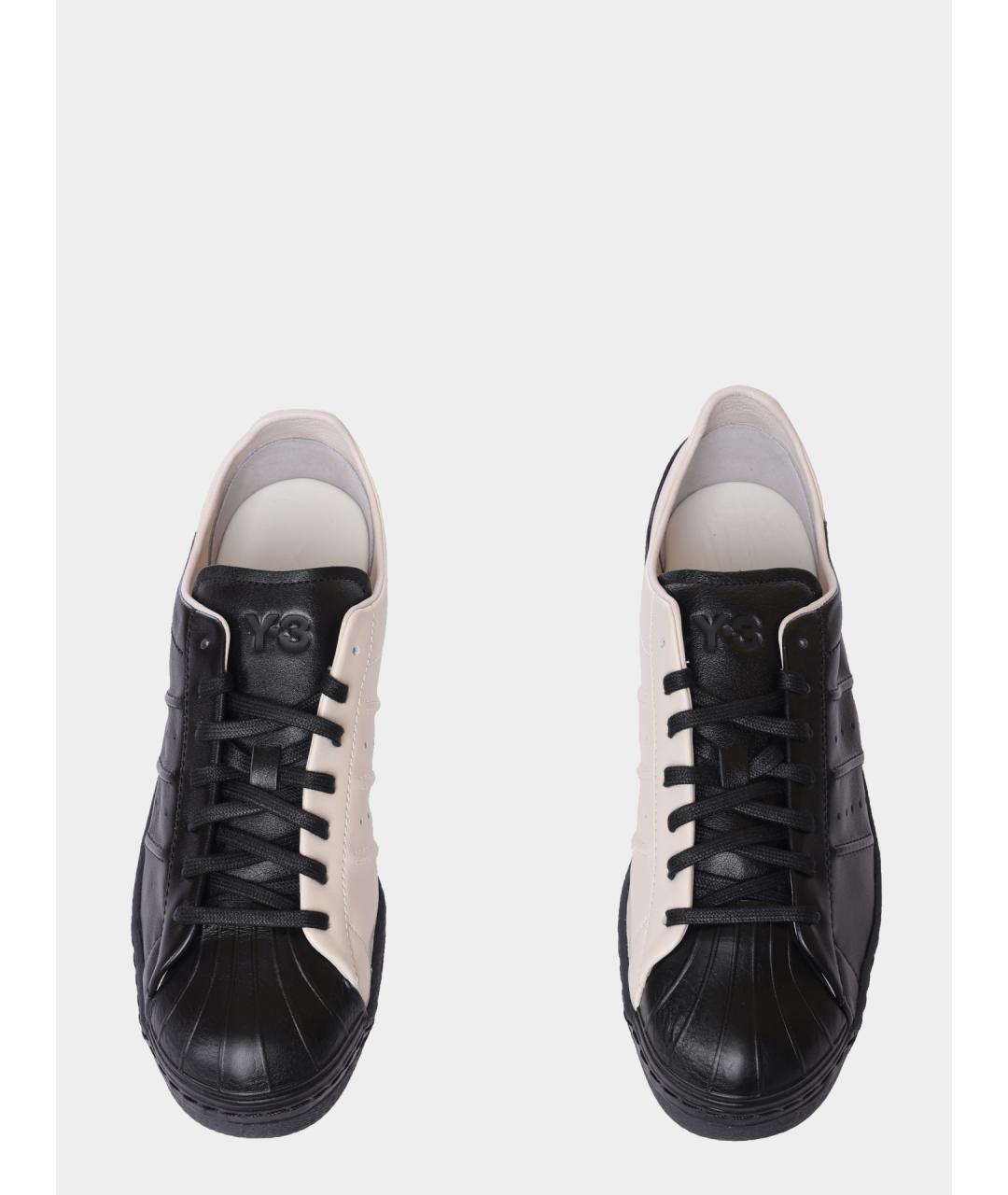 Y-3 Черные кожаные низкие кроссовки / кеды, фото 3