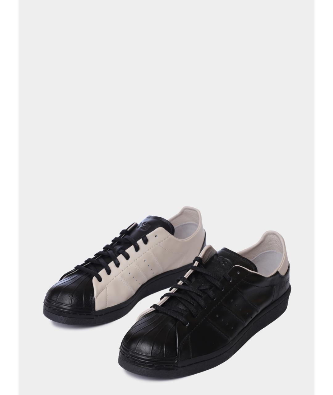 Y-3 Черные кожаные низкие кроссовки / кеды, фото 2