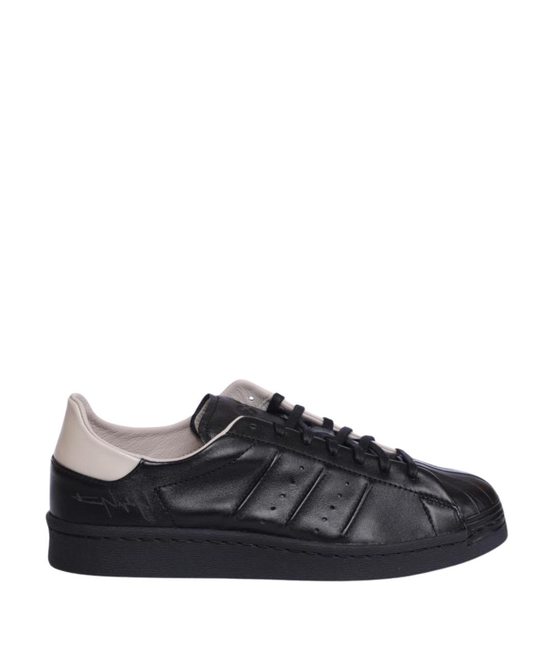 Y-3 Черные кожаные низкие кроссовки / кеды, фото 1