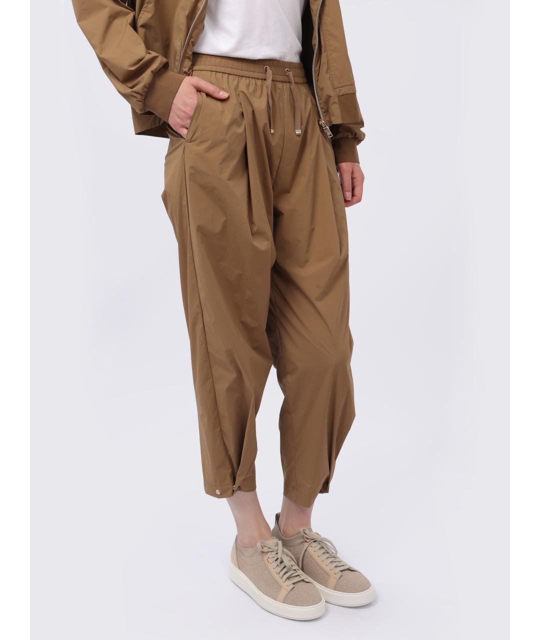 HERNO Бежевые полиамидовые прямые брюки, фото 4