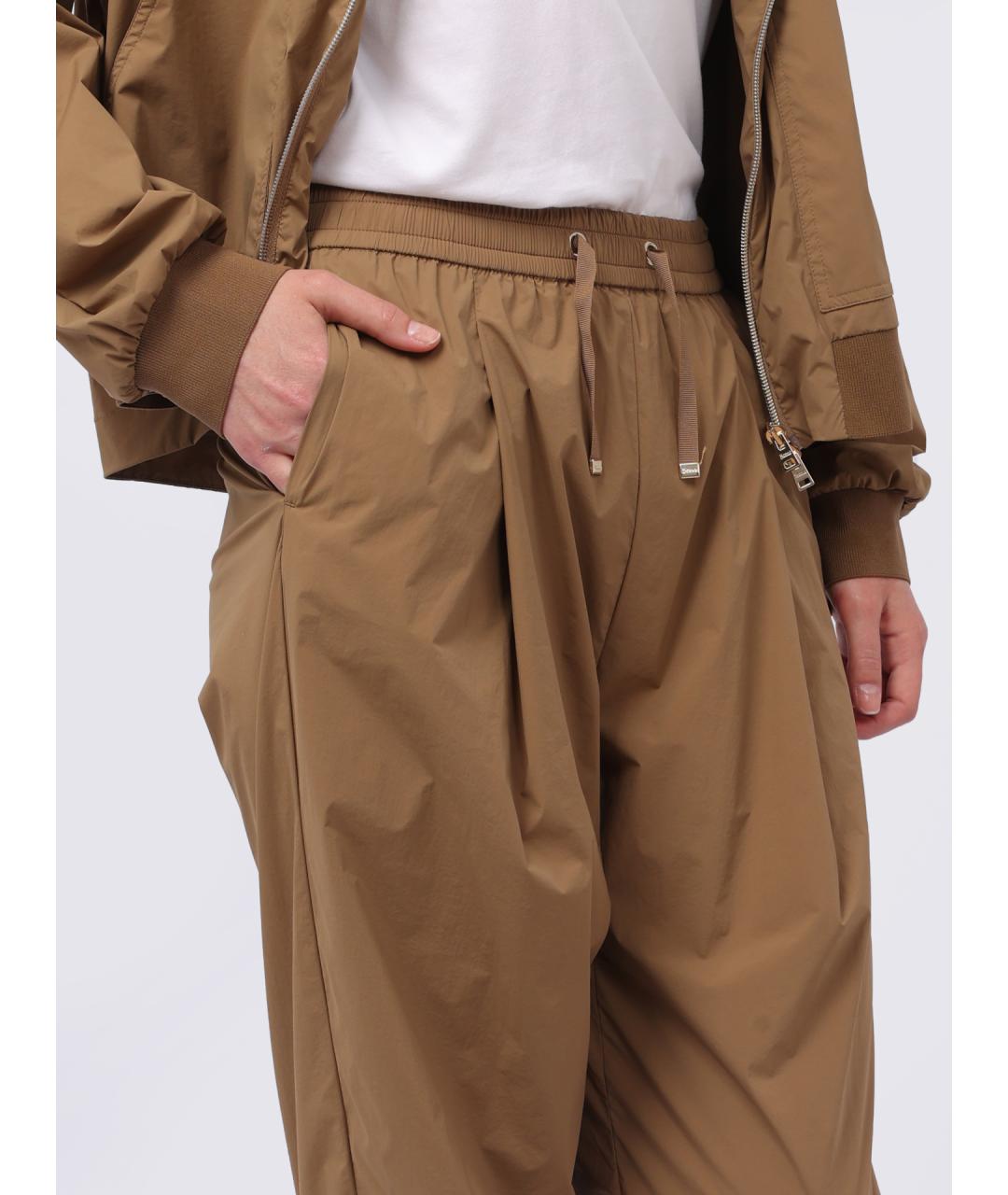 HERNO Бежевые полиамидовые прямые брюки, фото 5