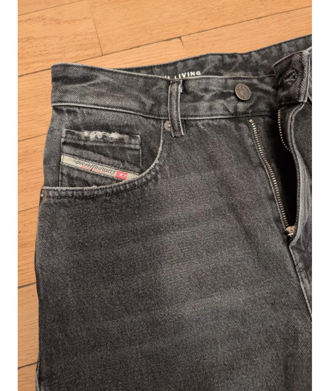 DIESEL Черные хлопковые прямые джинсы, фото 4