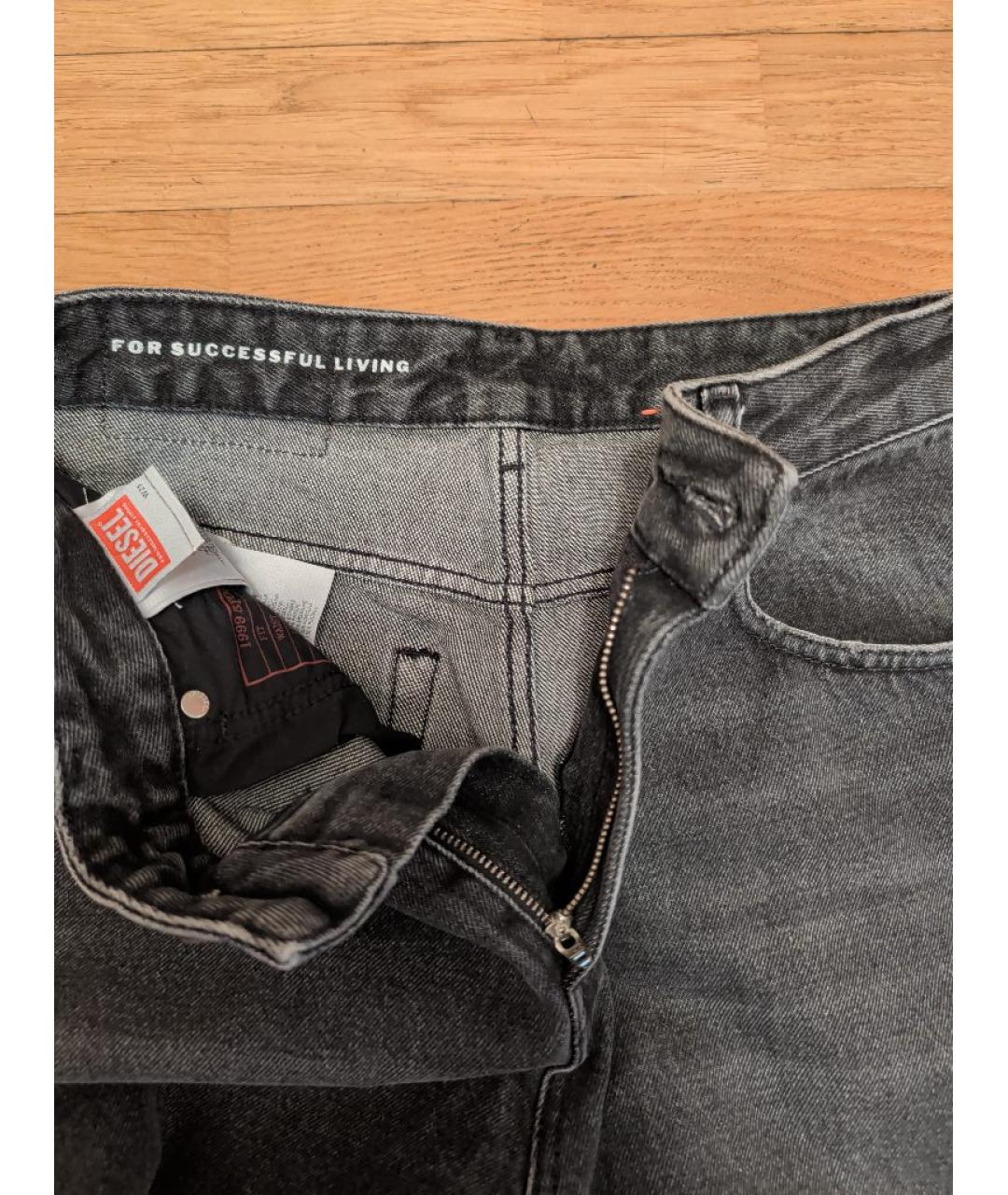 DIESEL Черные хлопковые прямые джинсы, фото 3