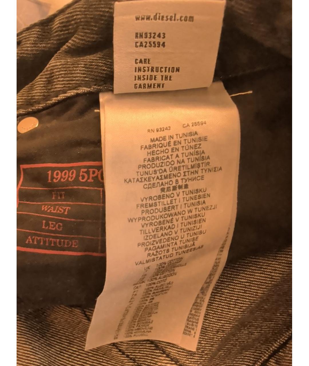 DIESEL Черные хлопковые прямые джинсы, фото 7