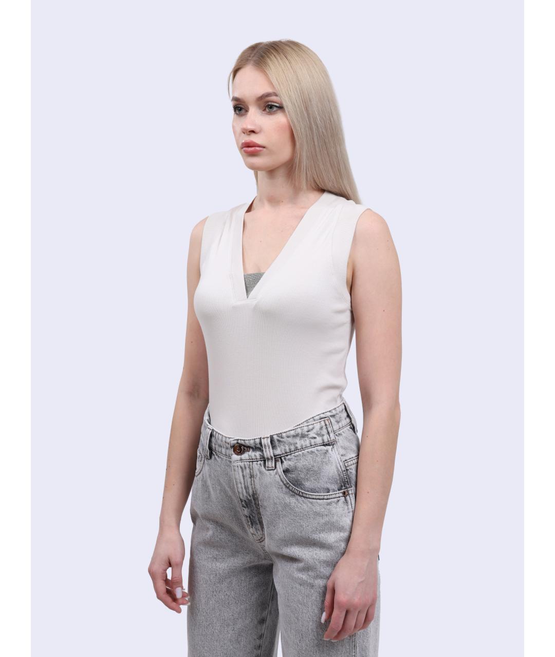 BRUNELLO CUCINELLI Белая хлопковая майка, фото 3