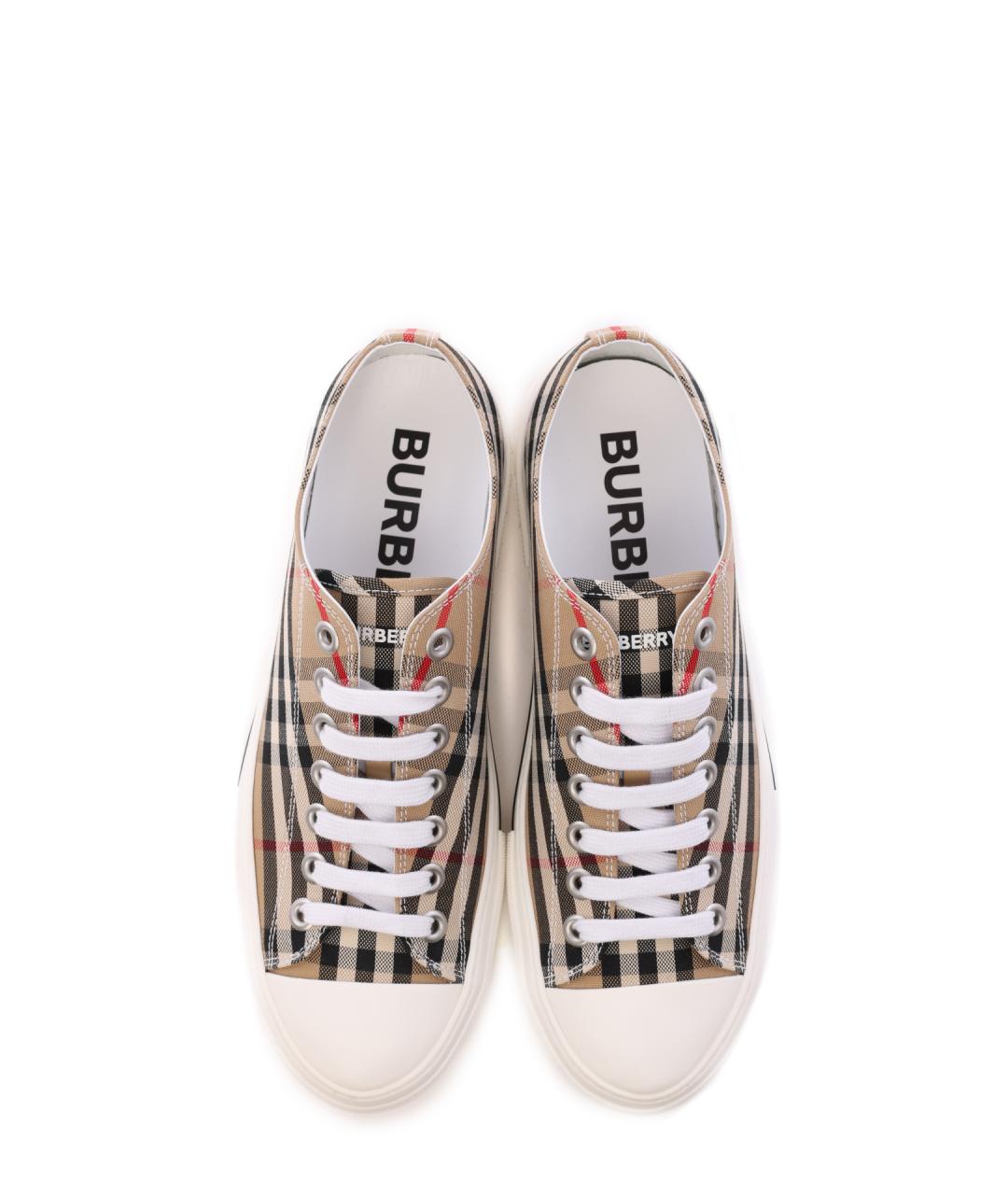 BURBERRY Мульти текстильные низкие кроссовки / кеды, фото 5
