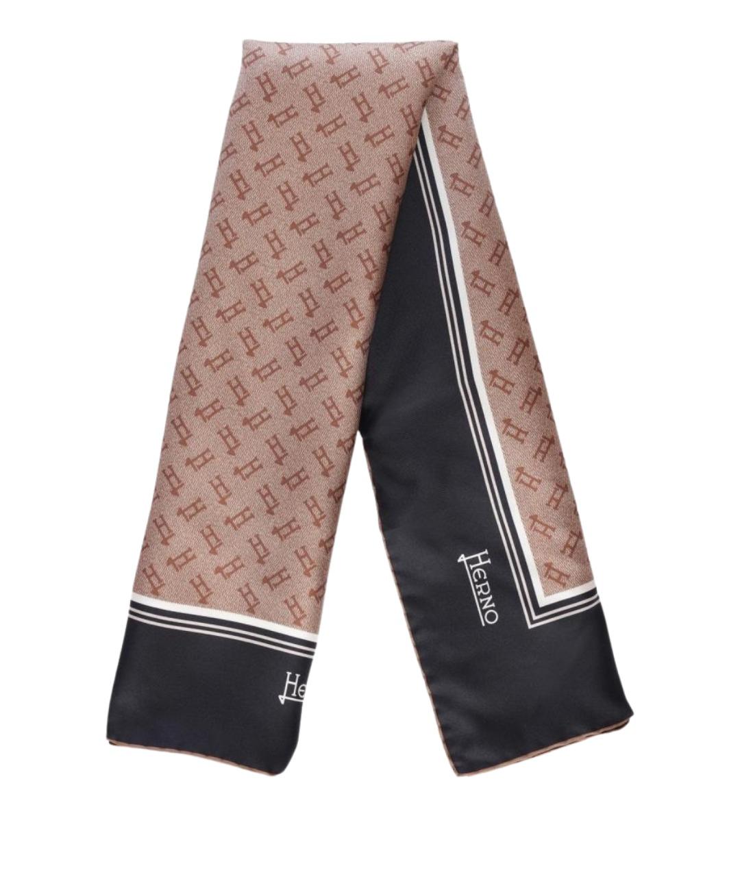 HERNO Черный шелковый платок, фото 1