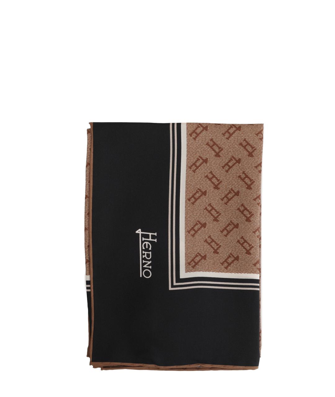HERNO Черный шелковый платок, фото 3