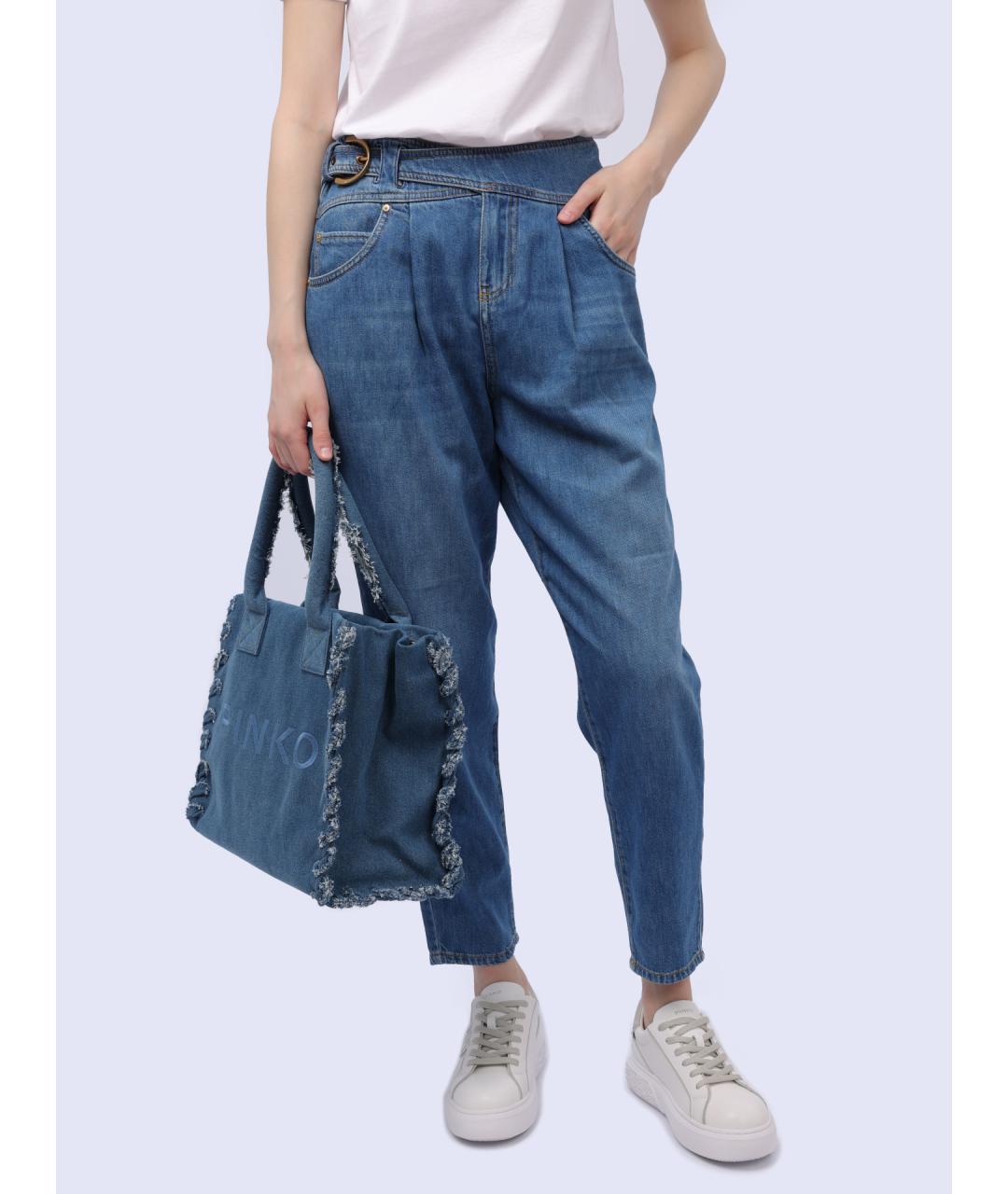 PINKO Синие хлопковые прямые джинсы, фото 3