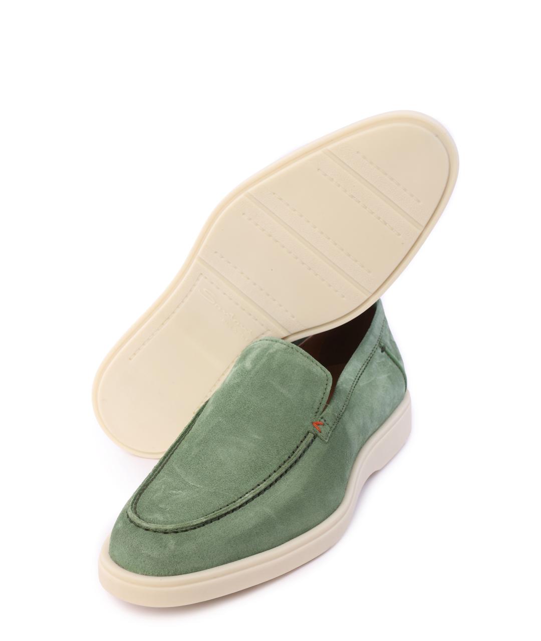SANTONI Зеленые замшевые лоферы, фото 5