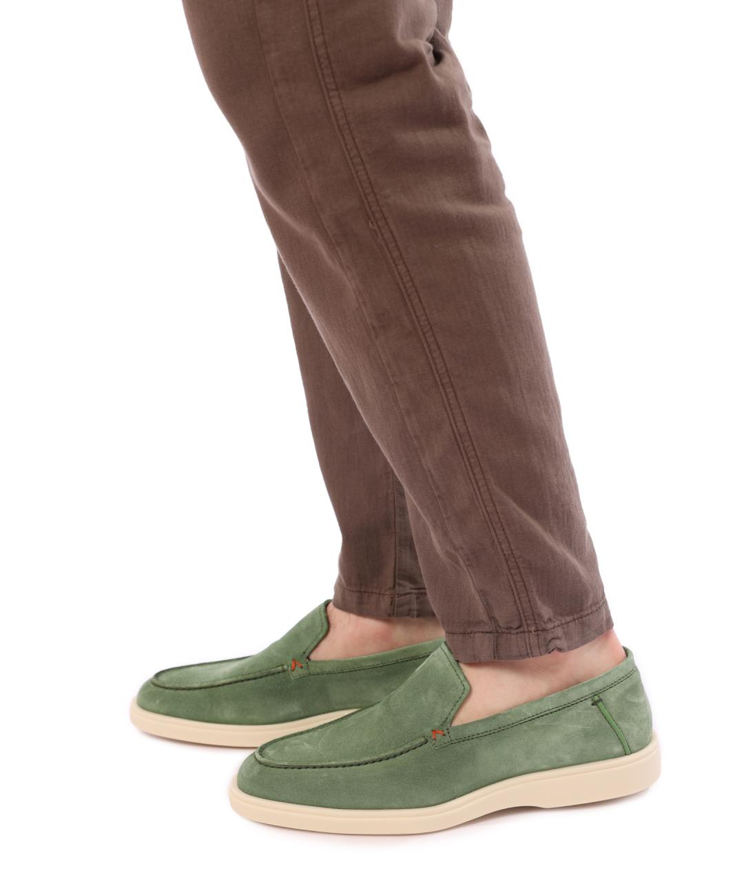 SANTONI Зеленые замшевые лоферы, фото 7