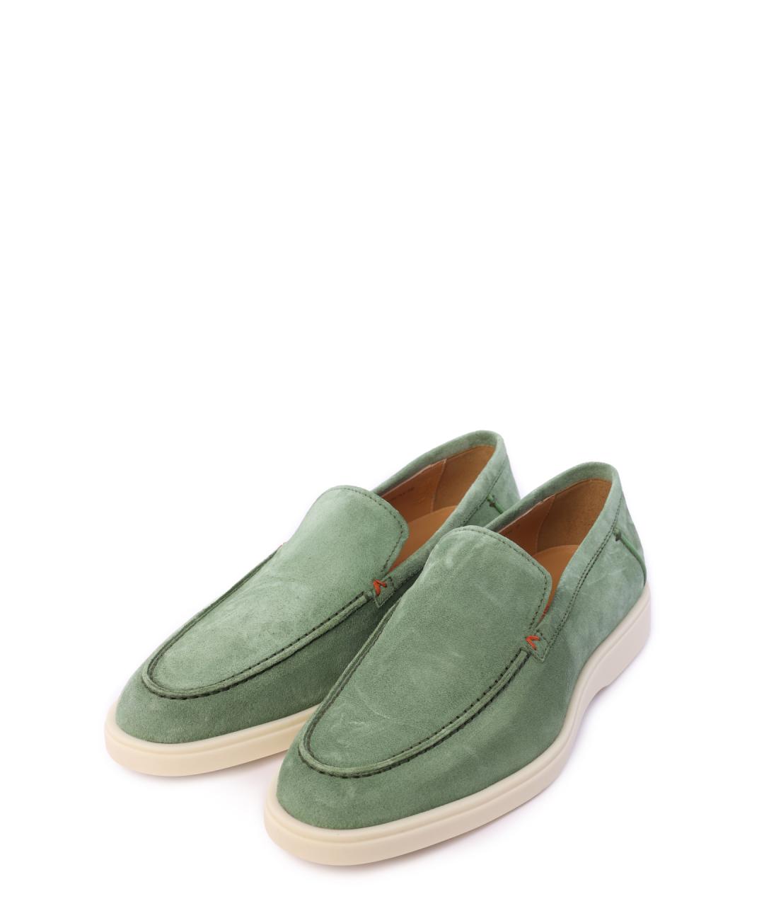 SANTONI Зеленые замшевые лоферы, фото 2