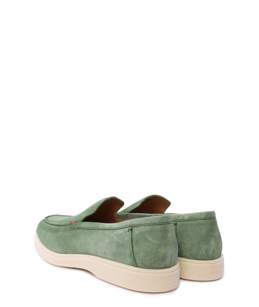 SANTONI Зеленые замшевые лоферы, фото 3