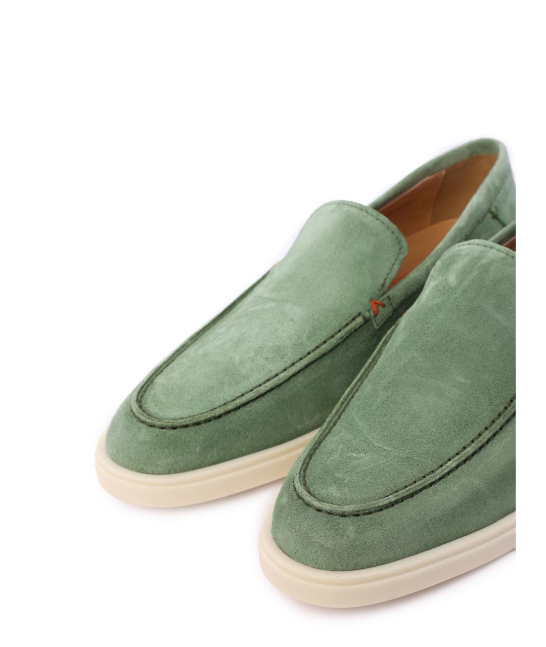 SANTONI Зеленые замшевые лоферы, фото 6