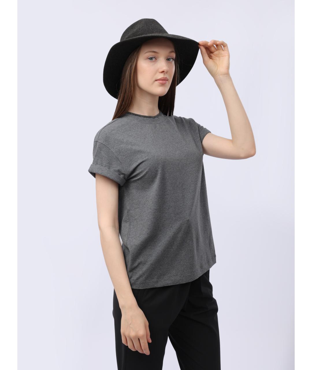 BRUNELLO CUCINELLI Серая хлопковая футболка, фото 5