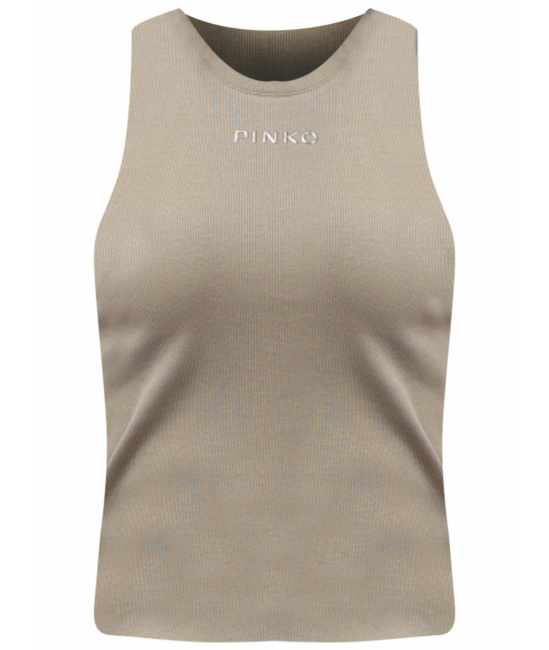 PINKO Хаки хлопковая майка, фото 1
