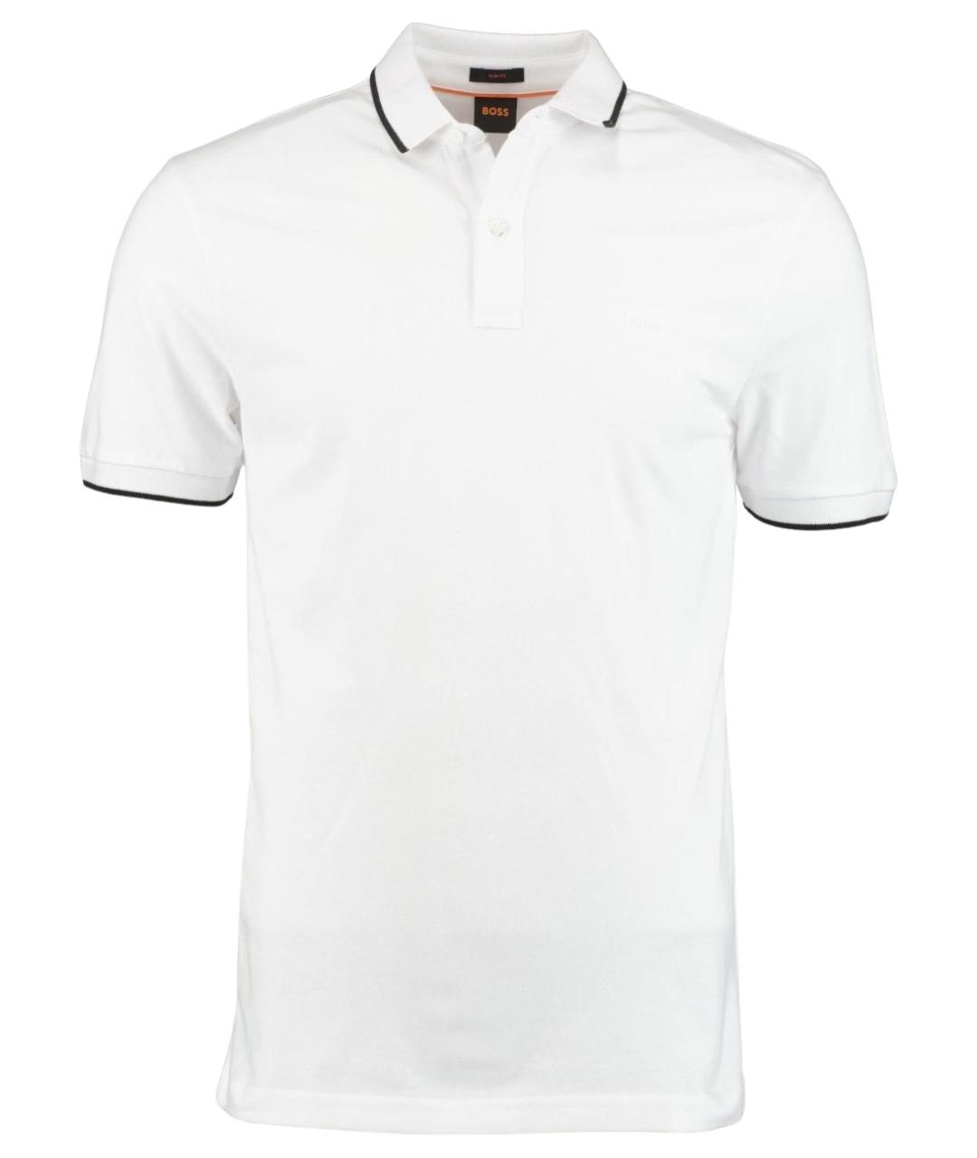 HUGO BOSS Белое хлопко-эластановое поло с коротким рукавом, фото 1