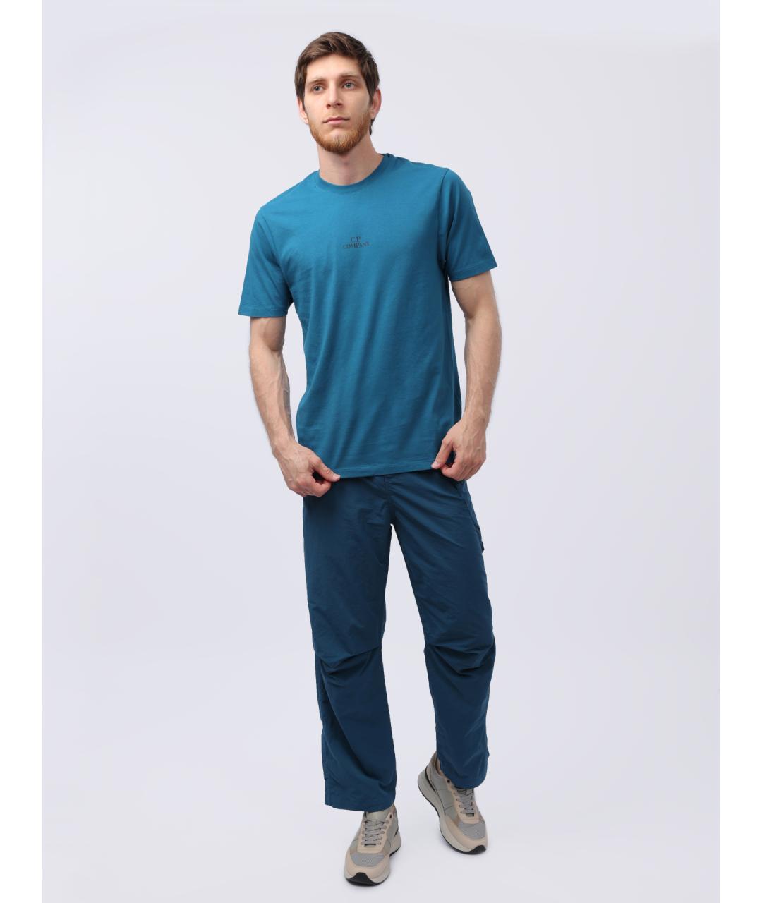 CP COMPANY Синяя хлопковая футболка, фото 2