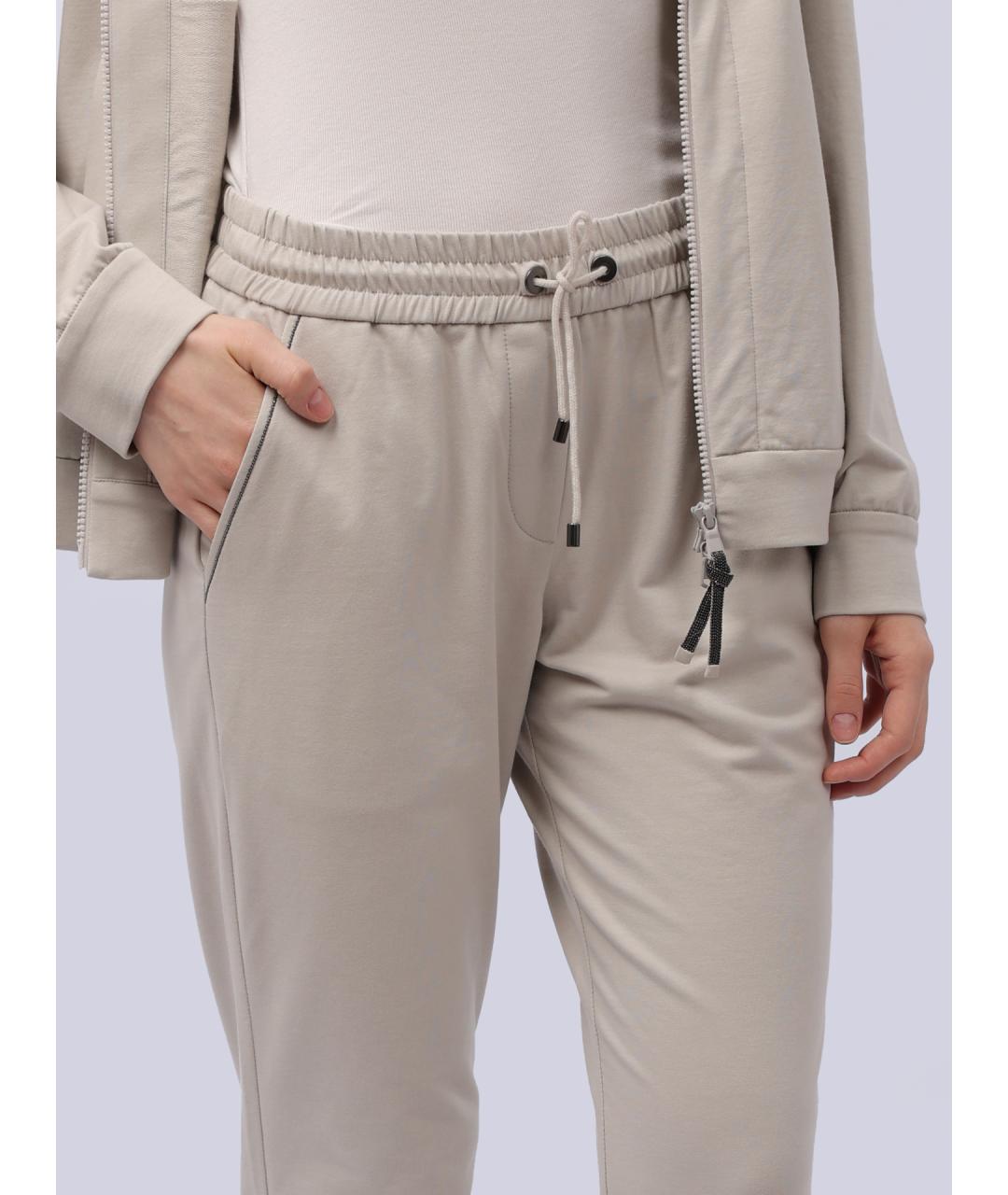 BRUNELLO CUCINELLI Бежевые хлопковые прямые брюки, фото 5