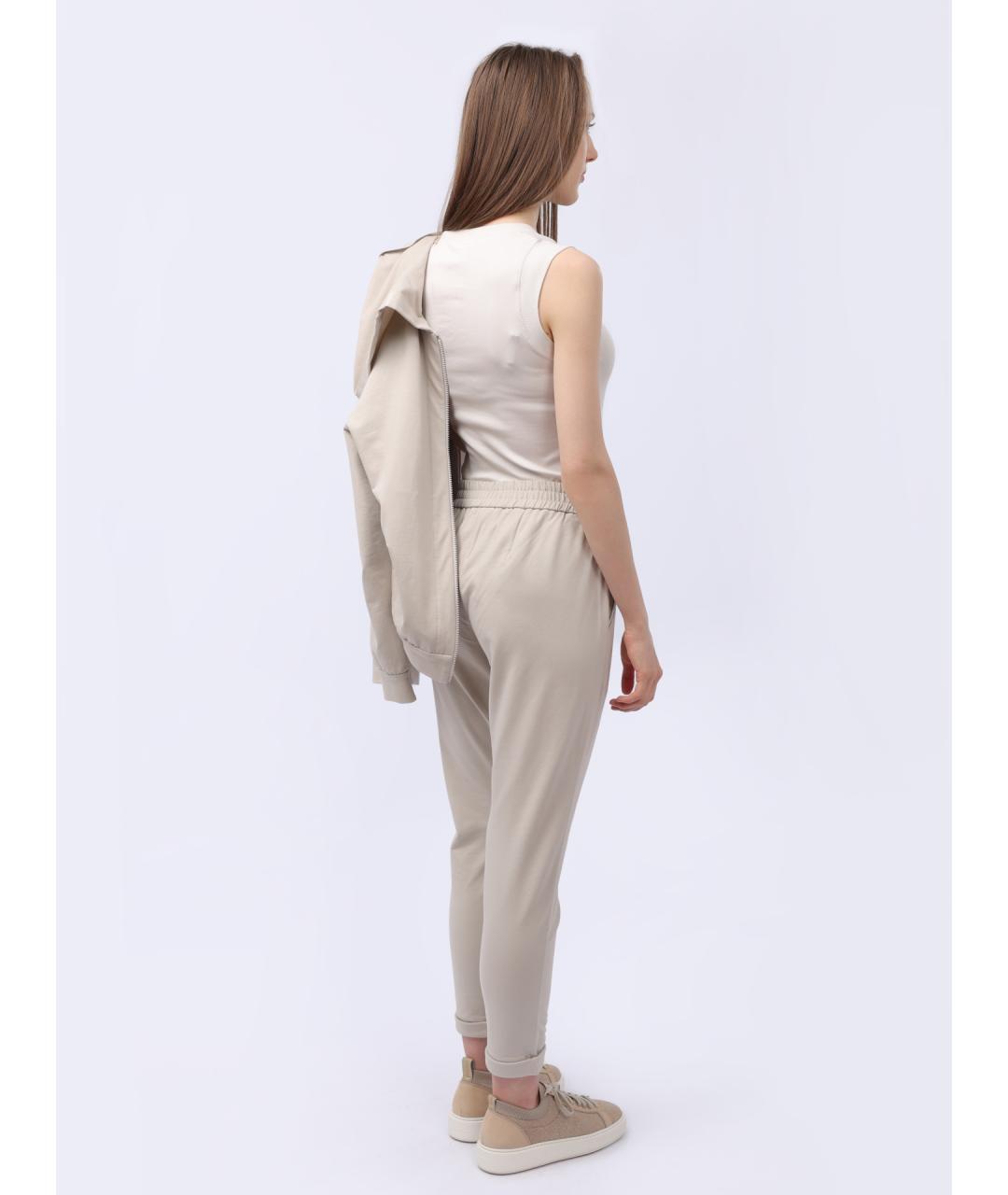 BRUNELLO CUCINELLI Бежевые хлопковые прямые брюки, фото 6