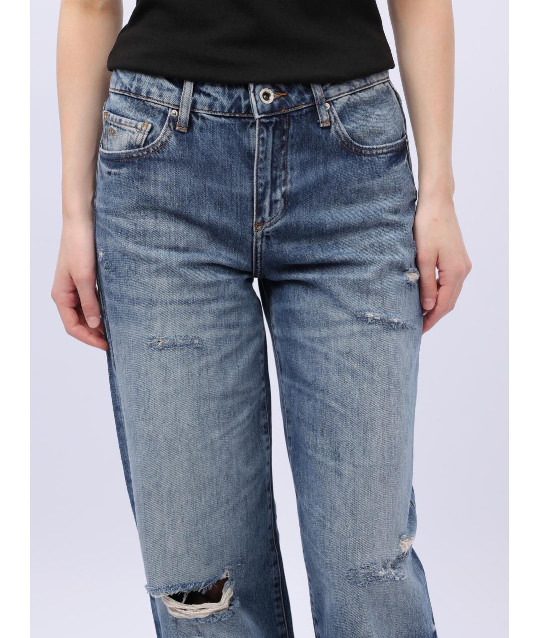 ARMANI EXCHANGE Синие хлопковые прямые джинсы, фото 3