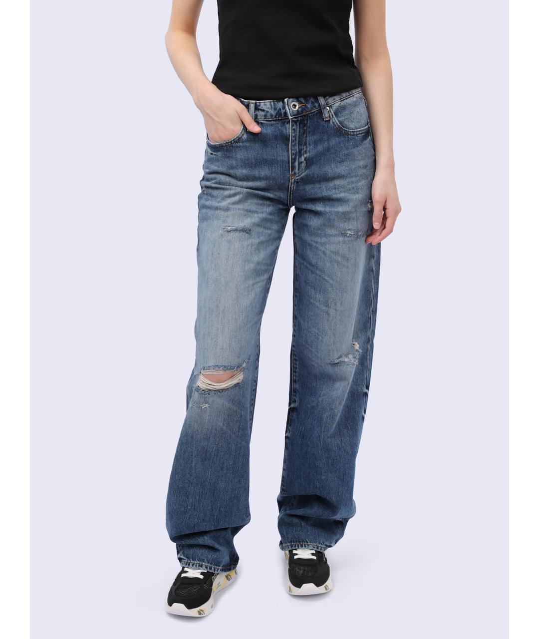 ARMANI EXCHANGE Синие хлопковые прямые джинсы, фото 6