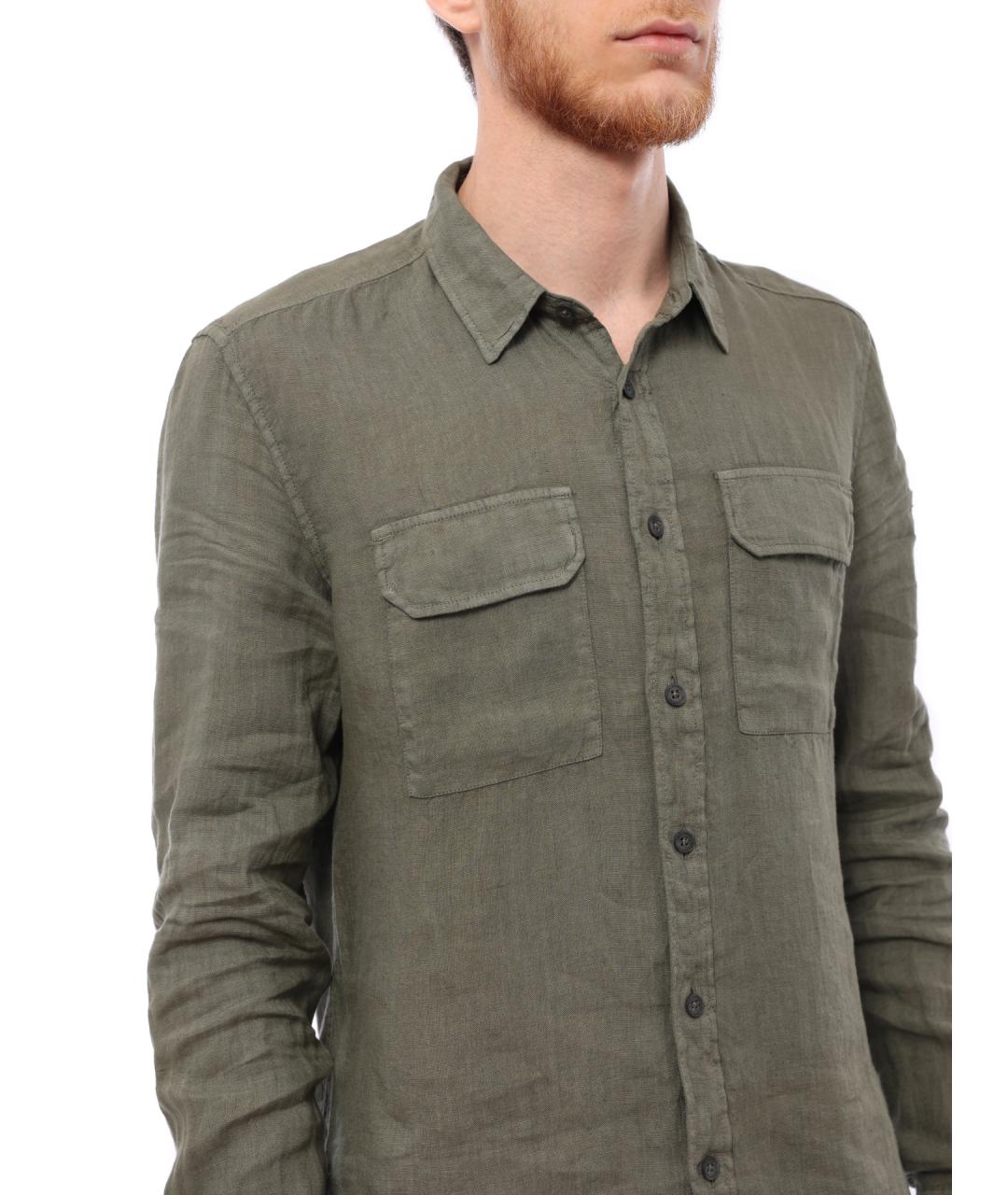 CP COMPANY Зеленая льняная кэжуал рубашка, фото 4