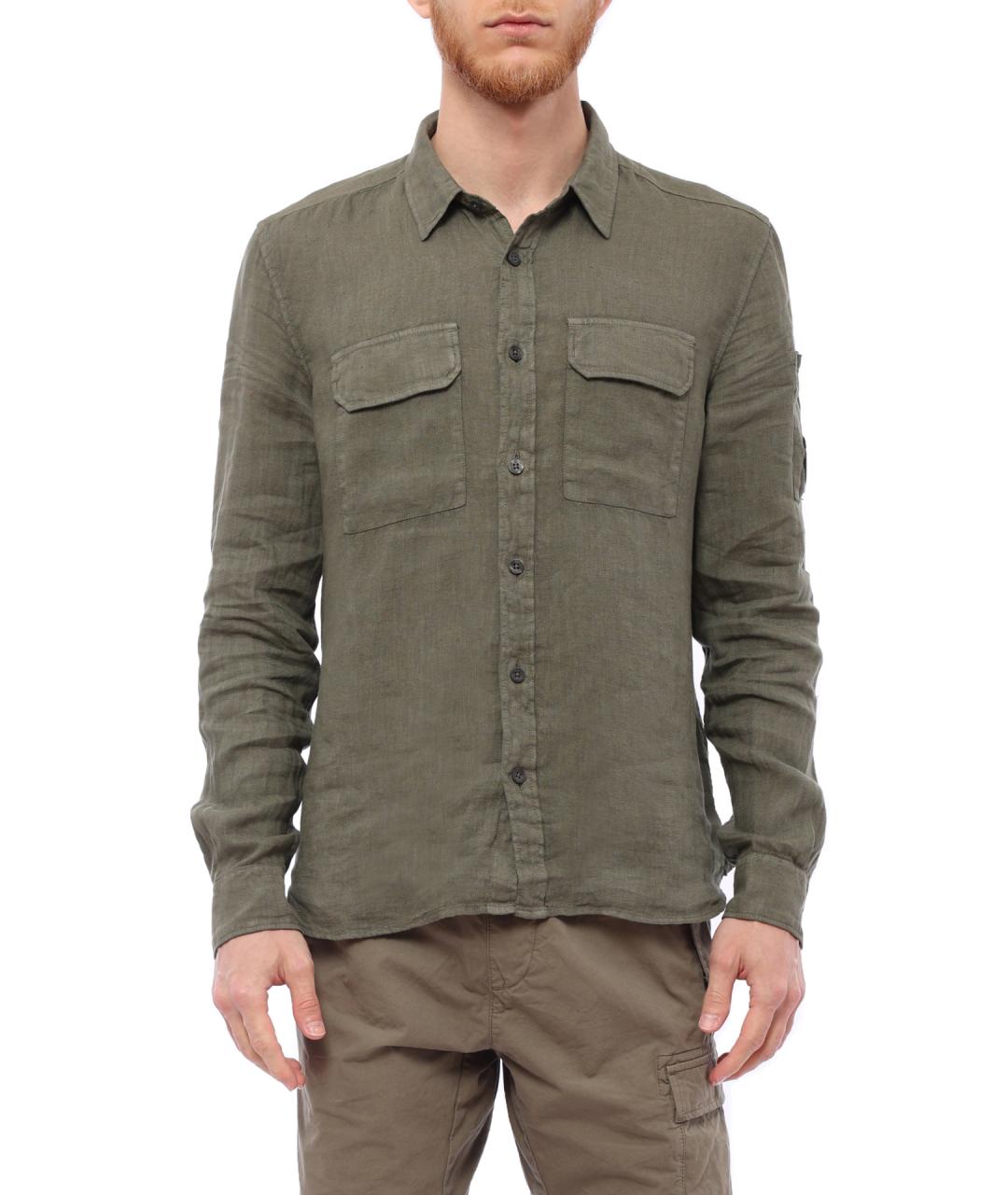 CP COMPANY Зеленая льняная кэжуал рубашка, фото 1
