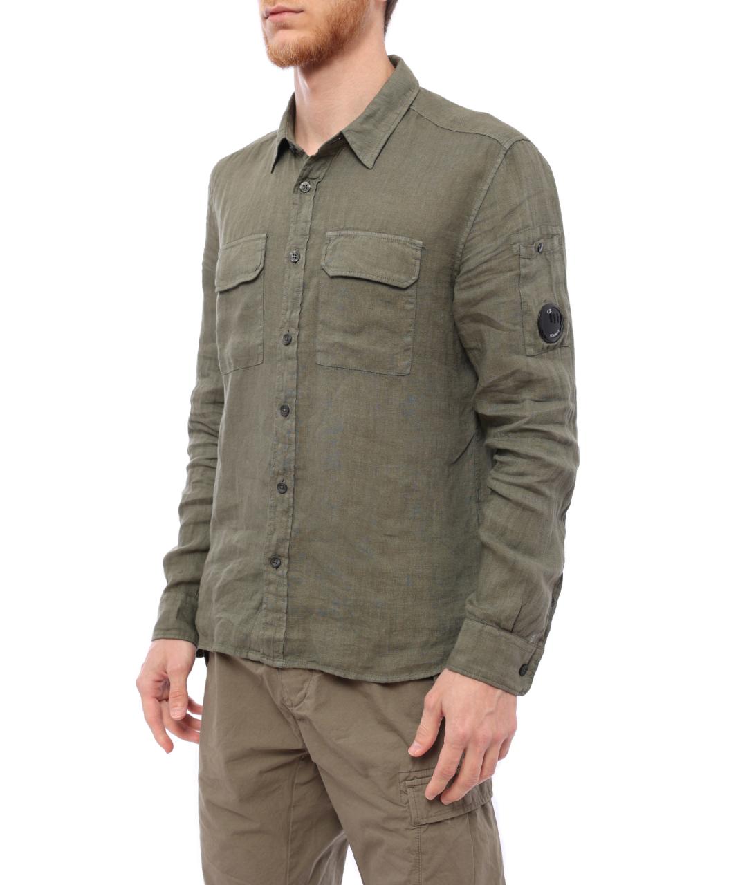 CP COMPANY Зеленая льняная кэжуал рубашка, фото 3