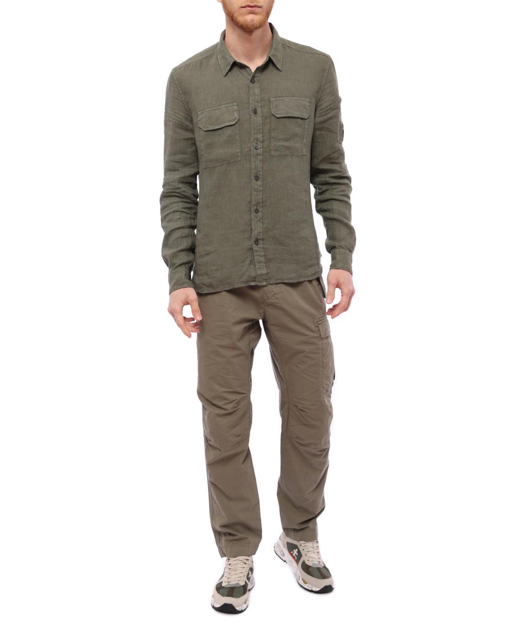 CP COMPANY Зеленая льняная кэжуал рубашка, фото 2